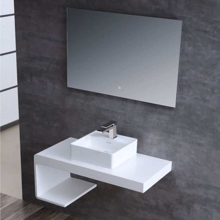 Umyvadlo StoneArt LC147 z minerálního kamene bílé 40×40 lesklé