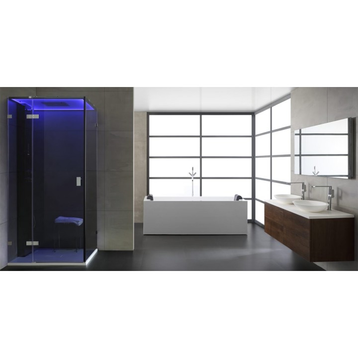Parní sprchový box EAGO AWT LD106F15 černý 100×100 levé provedení