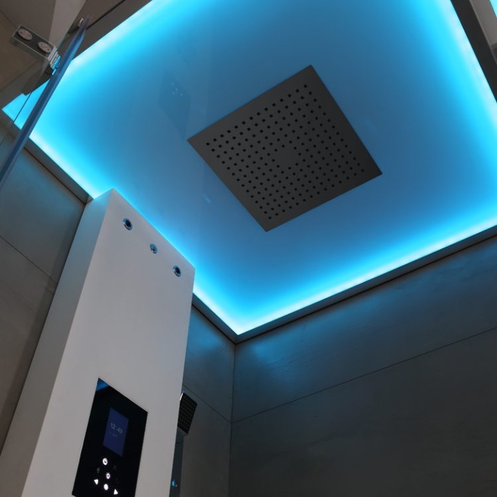 Parní sprchový box EAGO AWT LD106F15 bílý matný 100×100 pravé proveden