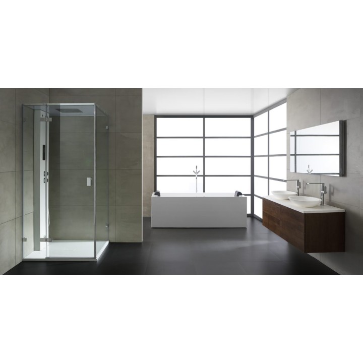 Parní sprchový box EAGO AWT LD106F15 bílý matný 100×100 pravé proveden