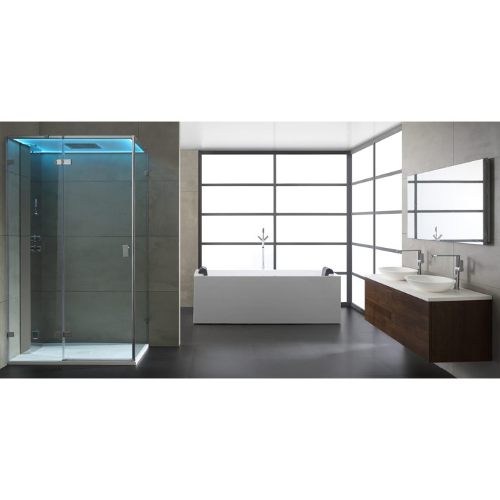 Parní sprchový box EAGO AWT LD107F15 stříbrný 120×90 levé provedení