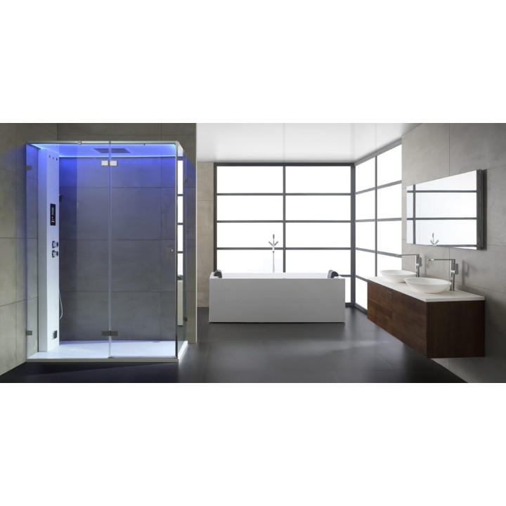 Parní sprchový box EAGO AWT LD111F15 bílý lesklý 150×90 levé provedení