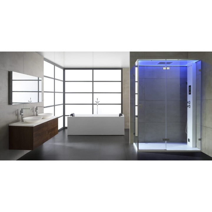 Parní sprchový box EAGO AWT LD111F15 bílý matný 150×90 pravé provedení