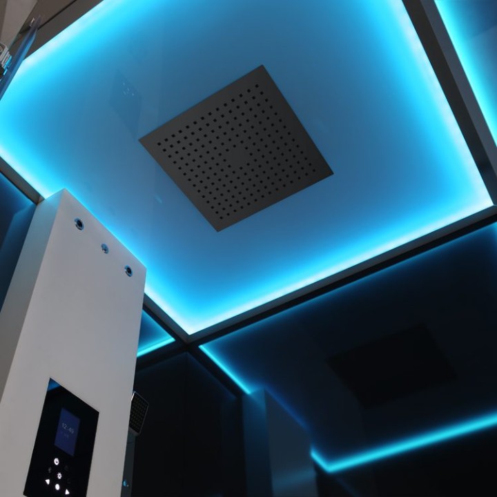 Parní sprchový box EAGO AWT LD206F15 černý 100×100 levé provedení