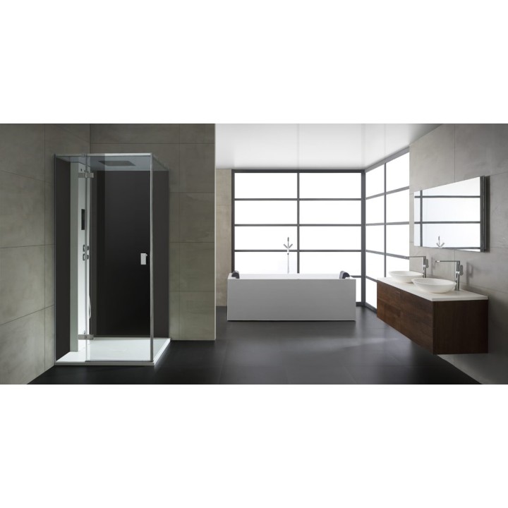 Parní sprchový box EAGO AWT LD206F15 černý 100×100 levé provedení