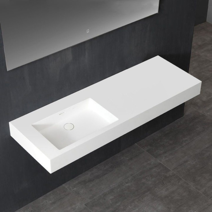 Umyvadlo StoneArt LP4512-0L (minerální kámen) bílé 120×48 cm matné lev