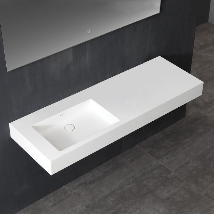 Umyvadlo StoneArt LP4514-0L (minerální kámen) bílé 140×48 cm matné lev