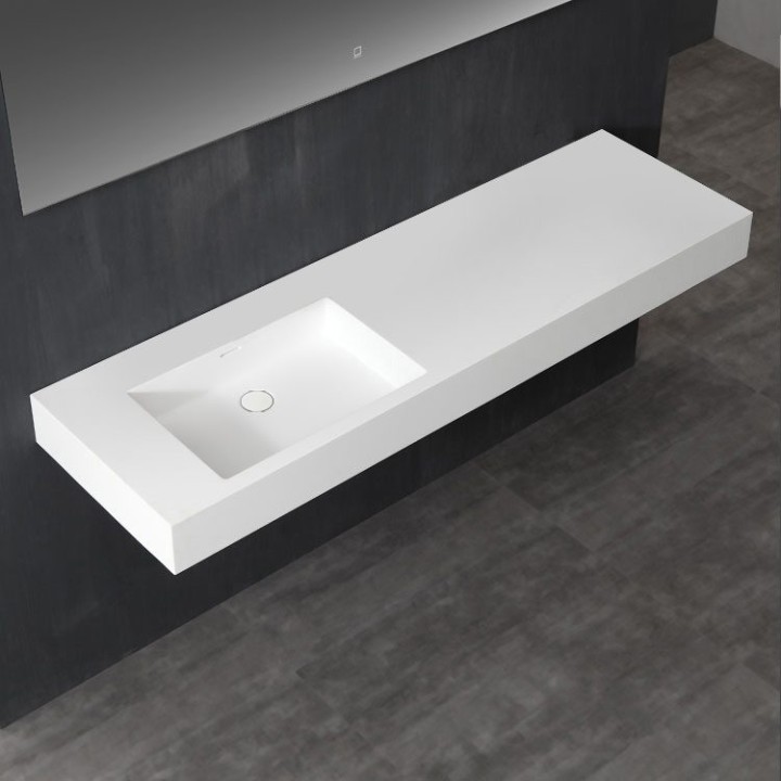 Umyvadlo StoneArt LP4516-0L z minerálního kamene bílé 160×48 lesklé