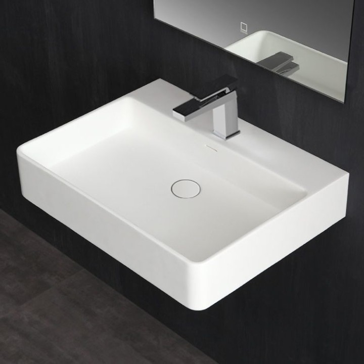 Umyvadlo StoneArt LP6206 z minerálního kamene bílé 60×46 lesklé