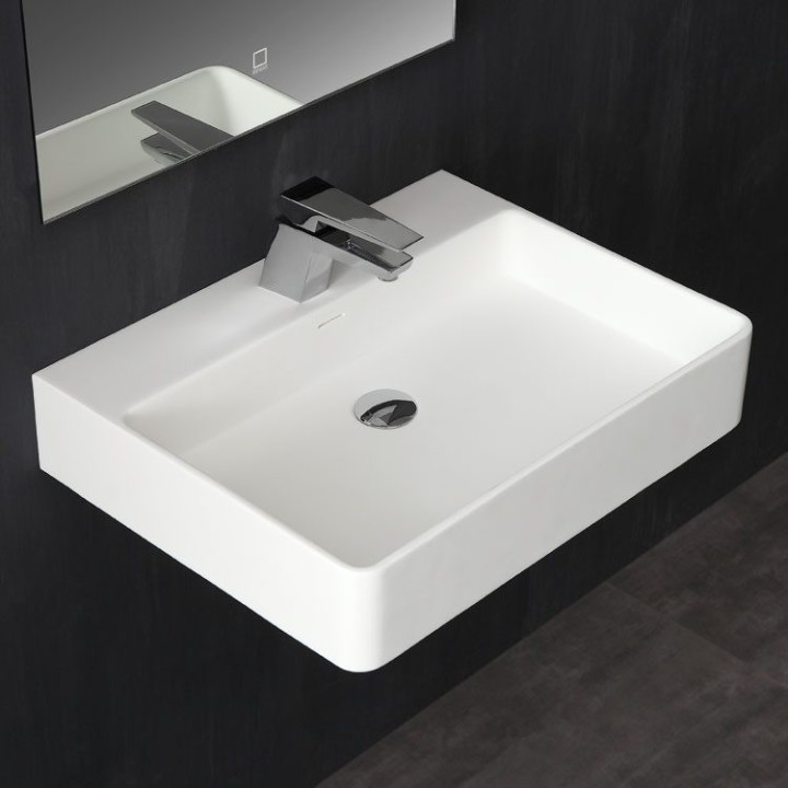 Umyvadlo StoneArt LP6206 z minerálního kamene bílé 60×46 lesklé