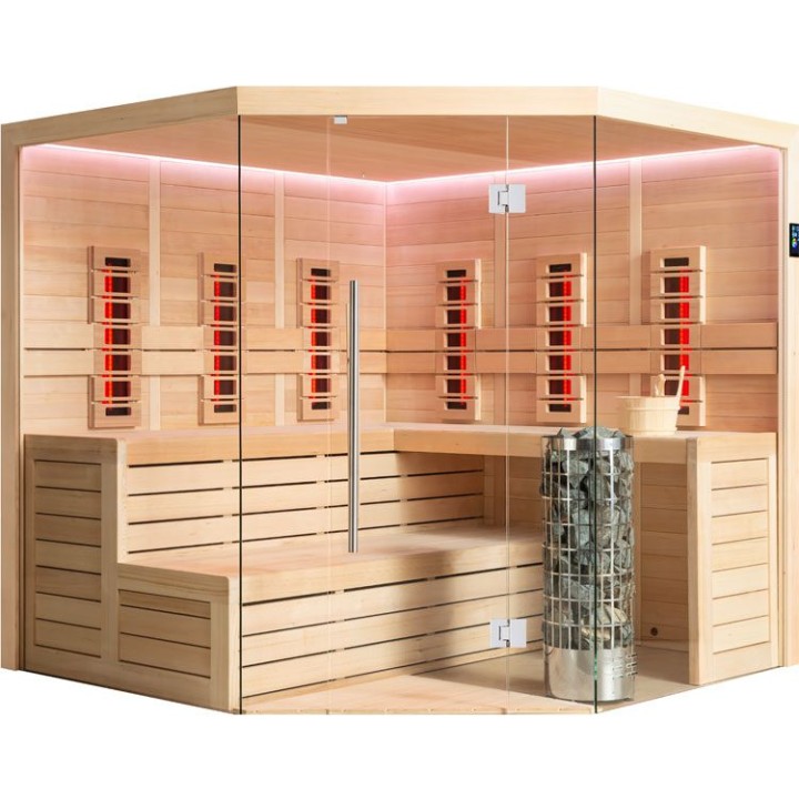 Finská sauna EAGO AWT E1611A-IR hemlock 220×220 9 kW Cilindro