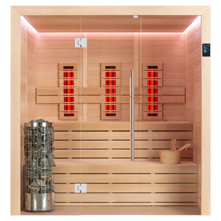 Finská sauna EAGO AWT E1614B-IR hemlock 180×150 6,8 kW Cilindro