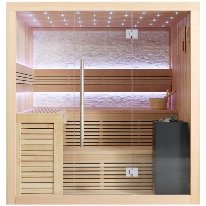 Finská sauna EAGO AWT B1102B hemlock 200×170 9 kW EOS BiO-Cubo