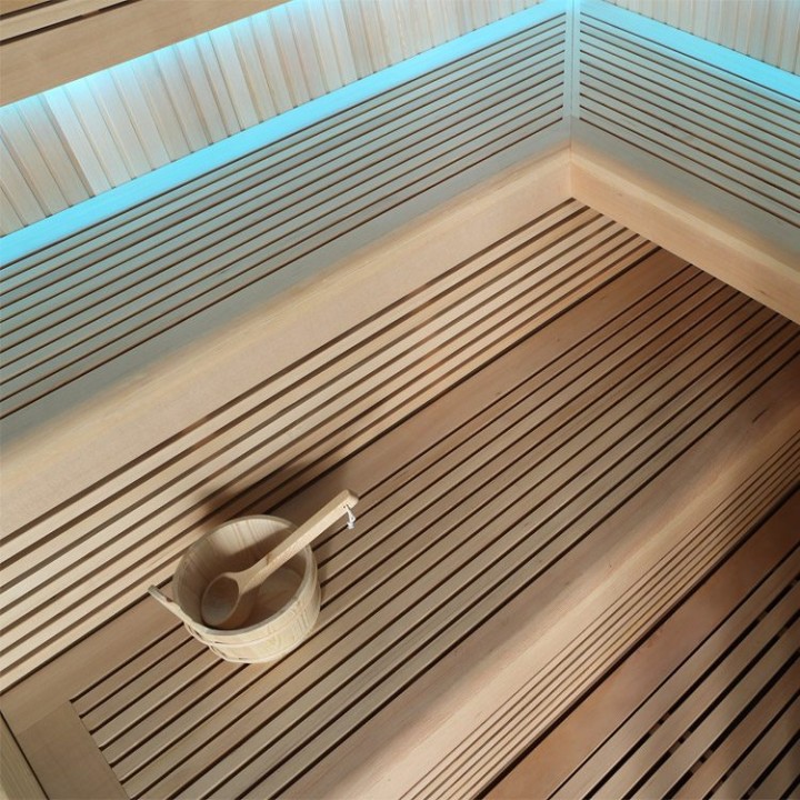Finská sauna EAGO AWT B1111A hemlock 220×220 9 kW EOS BiO-Cubo