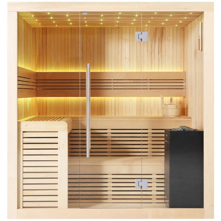Finská sauna EAGO AWT B1112B hemlock 200×170 9 kW Virta Bi-O