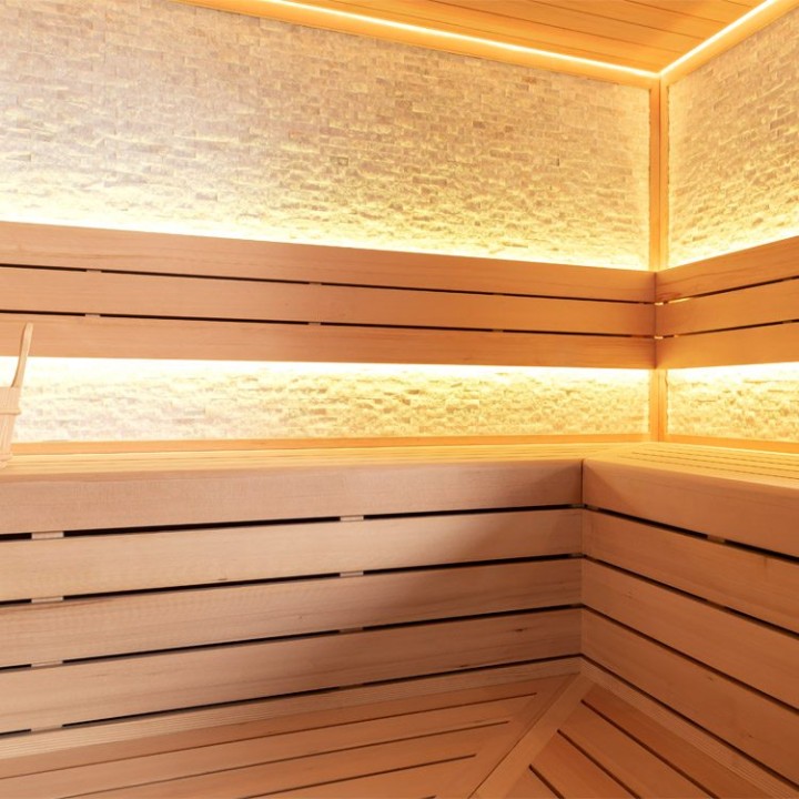 Finská sauna EAGO AWT B1603XL hemlock 240×200 10,8 kW Virta Bi-O