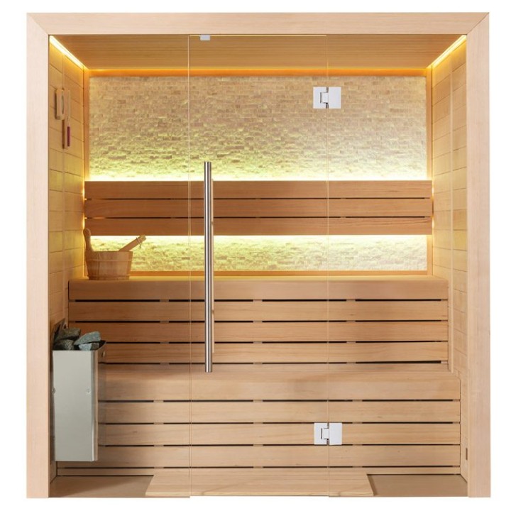 Finská sauna EAGO AWT B1604C hemlock 160×150 9 kW TheWall Bi-O