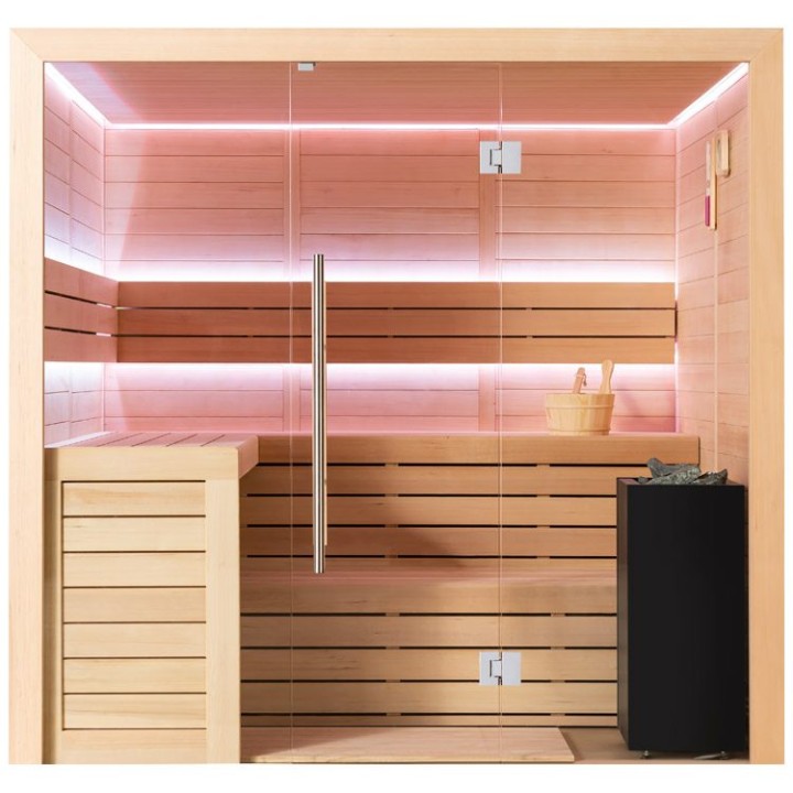 Finská sauna EAGO AWT B1612A hemlock 220×200 9 kW Virta Bi-O