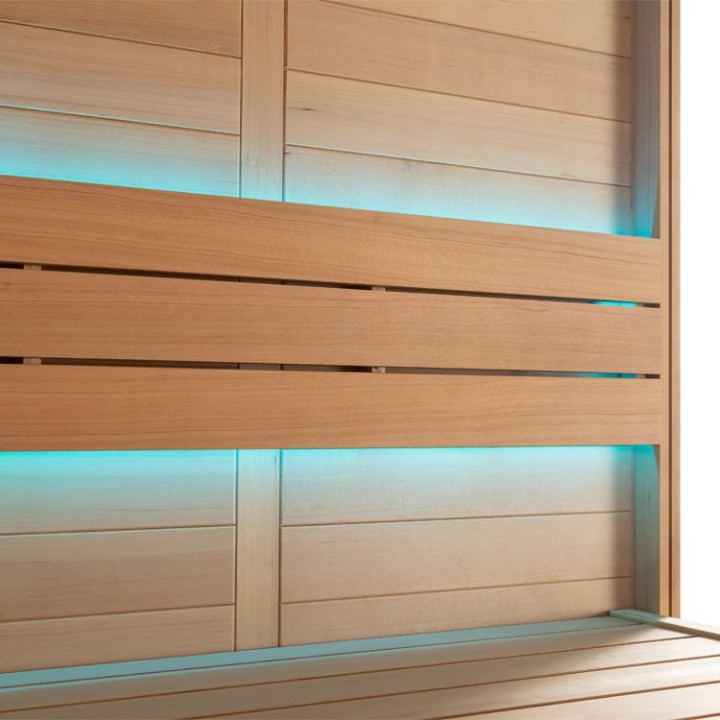 Finská sauna EAGO AWT B1613B hemlock 200×180 9 kW Virta Bi-O