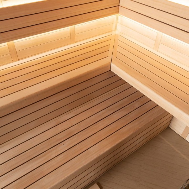 Finská sauna EAGO AWT B1621A hemlock 220×220 9 kW EOS Bi-O Cubo