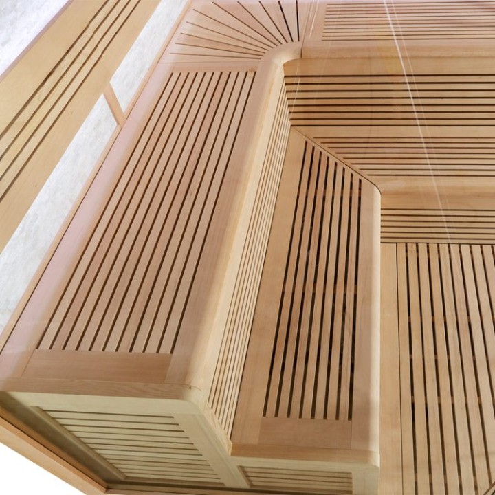 Finská sauna EAGO AWT E1101 XL hemlock 250×250 9 kW Virta
