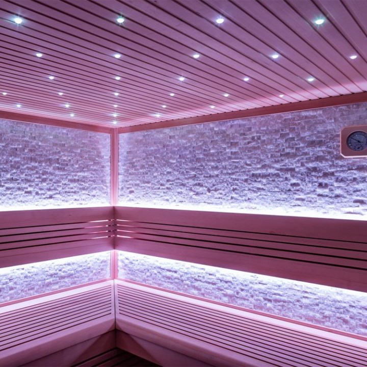 Finská sauna EAGO AWT E1101B hemlock 200×200 9 kW Cilindro