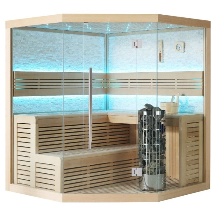 Finská sauna EAGO AWT E1101C hemlock 180×180 9 kW Cilindro
