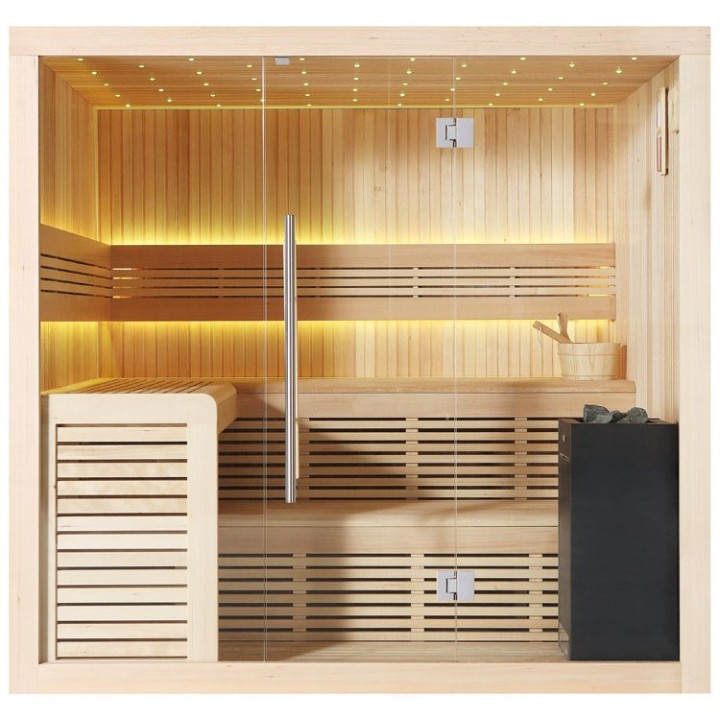 Finská sauna EAGO AWT E1112A hemlock 220×200 9 kW Virta
