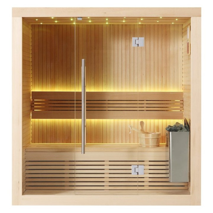 Finská sauna EAGO AWT E1113A hemlock 180×105 4,5 kW TheWall