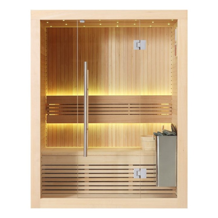 Finská sauna EAGO AWT E1113C hemlock 120×105 4,5 kW TheWall