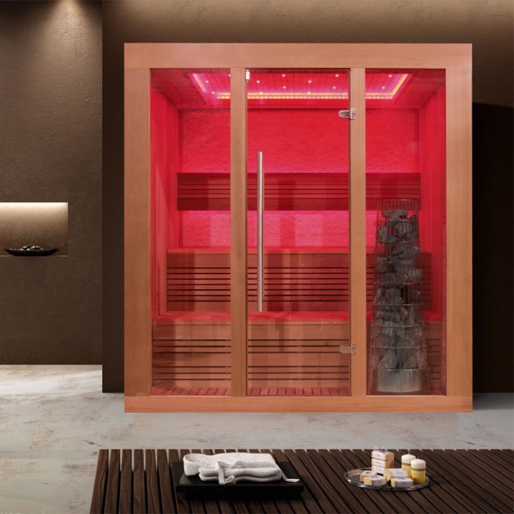 Finská sauna EAGO AWT E1244B červený cedr 180×150 9 kW Kivi