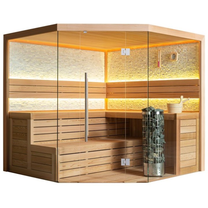 Finská sauna EAGO AWT E1601C červený cedr 180×180 9 kW Cilindro