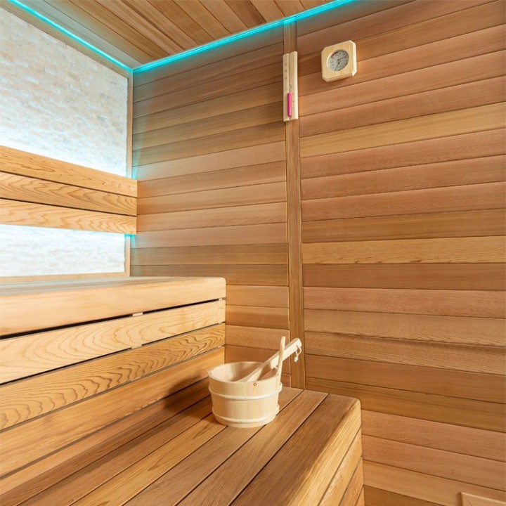 Finská sauna EAGO AWT E1602C červený cedr 180×160 bez kamen