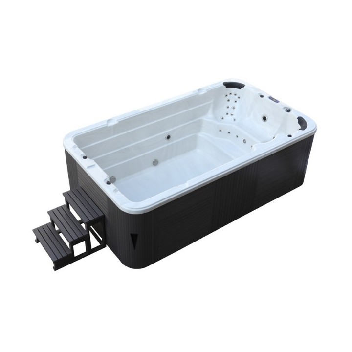 SWIM SPA - Venkovní vířivý bazének s protiproudem Sterling silver/šedý kabinet 400x230x135 cm