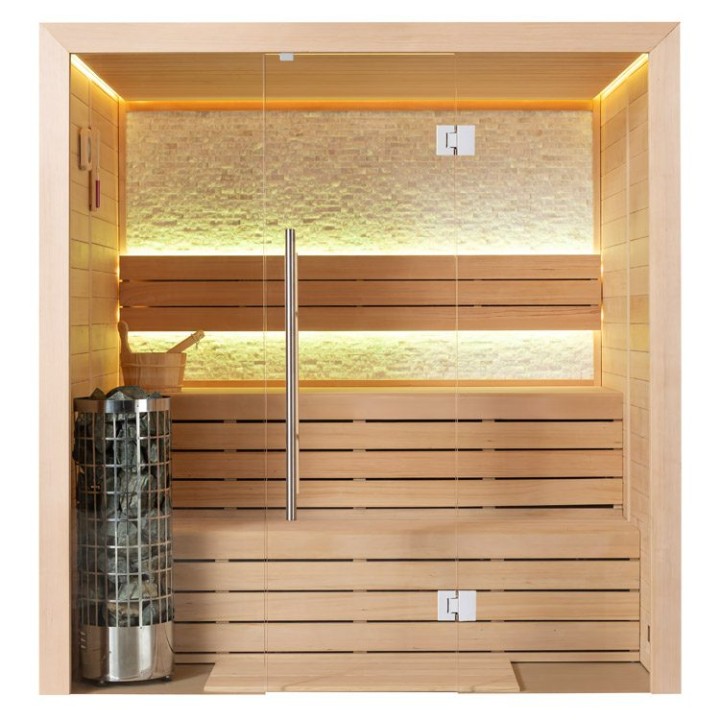 Finská sauna EAGO AWT E1604A hemlock 200×160 9 kW Cilindro
