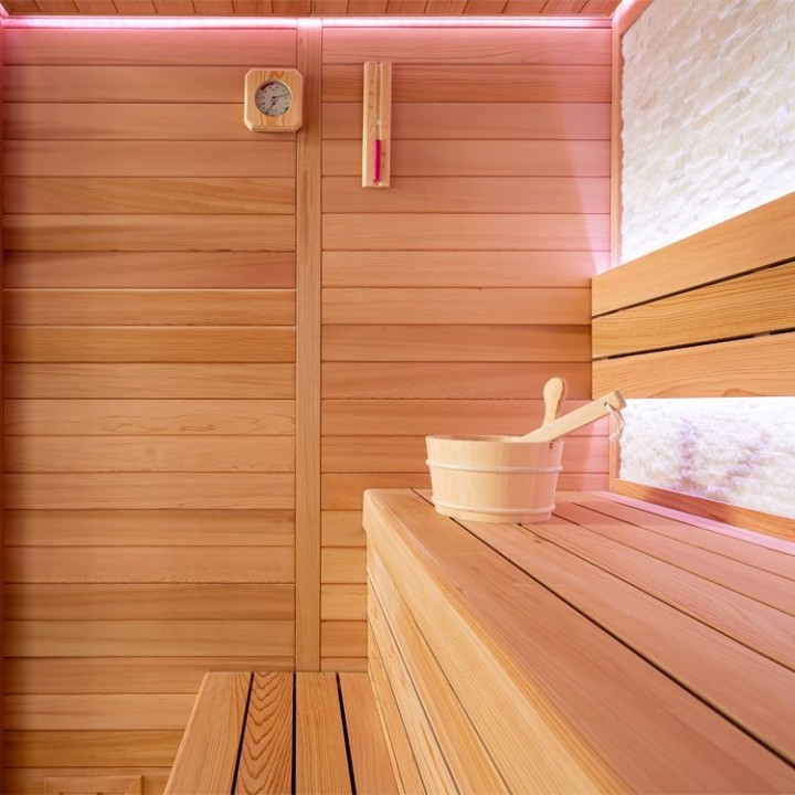 Finská sauna EAGO AWT E1604B červený cedr 180×150 6 kW TheWall