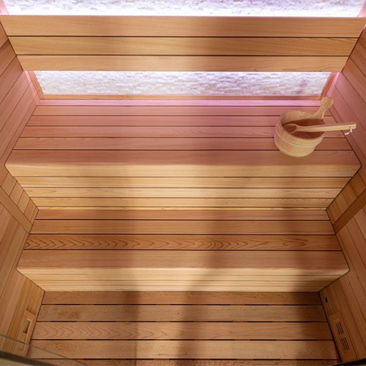 Finská sauna EAGO AWT E1604B červený cedr 180×150 6 kW TheWall