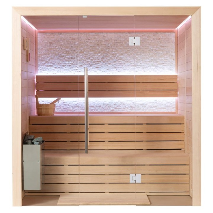 Finská sauna EAGO AWT E1604C hemlock 160×150 6 kW TheWall