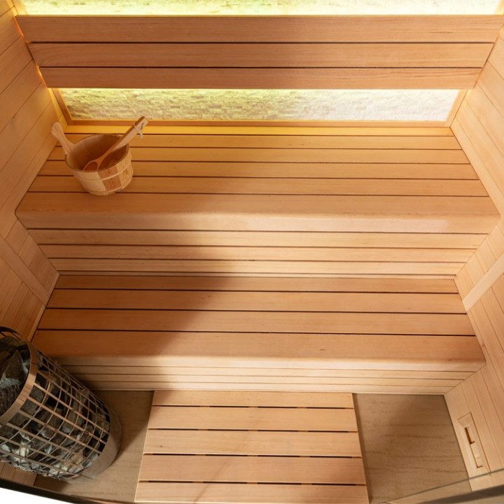 Finská sauna EAGO AWT E1604C hemlock 160×150 bez kamen