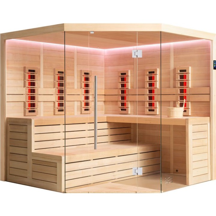 Finská sauna EAGO AWT E1611XL-IR hemlock 250×250 bez kamen