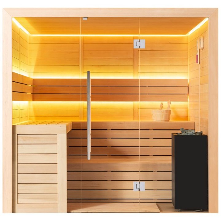 Finská sauna EAGO AWT E1612A hemlock 220×200 9 kW Virta
