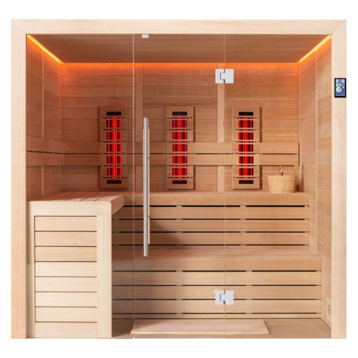 Finská sauna EAGO AWT E1612A-IR hemlock 220×200 9 kW Cilindro