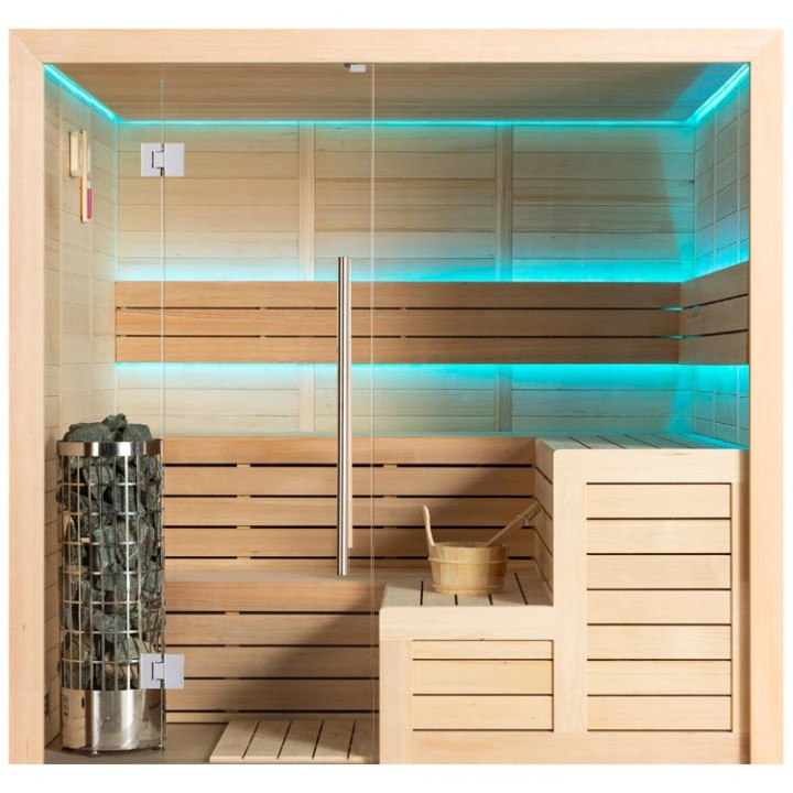 Finská sauna EAGO AWT E1613A hemlock 220×200 9 kW Cilindro