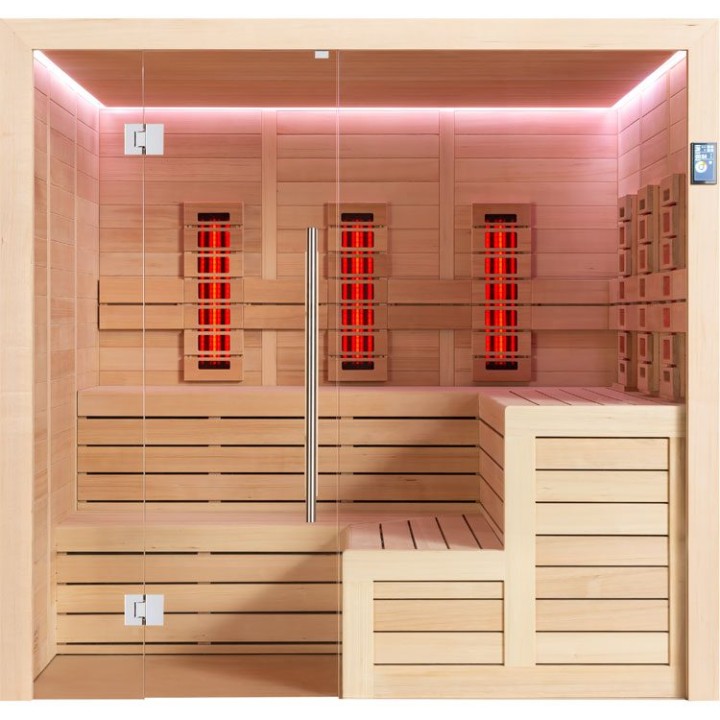 Finská sauna EAGO AWT E1613B-IR hemlock 200×180 bez kamen
