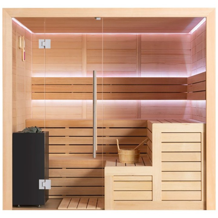 Finská sauna EAGO AWT E1613C hemlock 180×180 9 kW TheWall