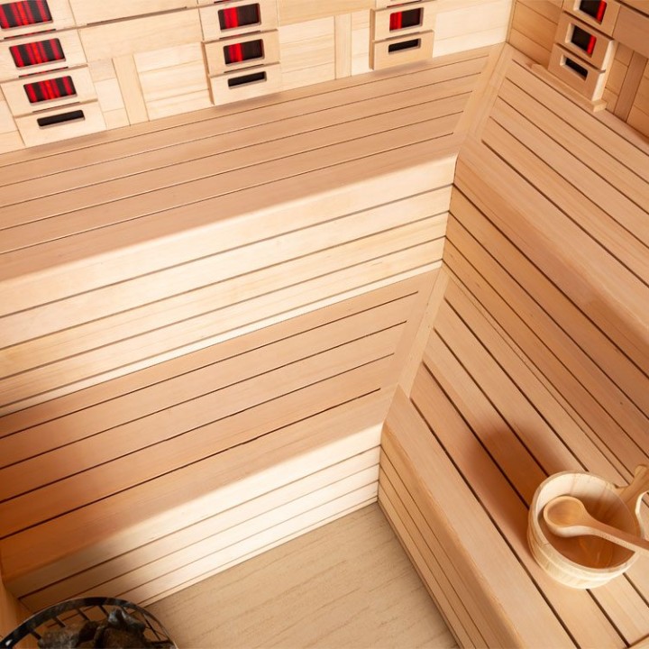 Finská sauna EAGO AWT E1613C-IR hemlock 180×180 bez kamen