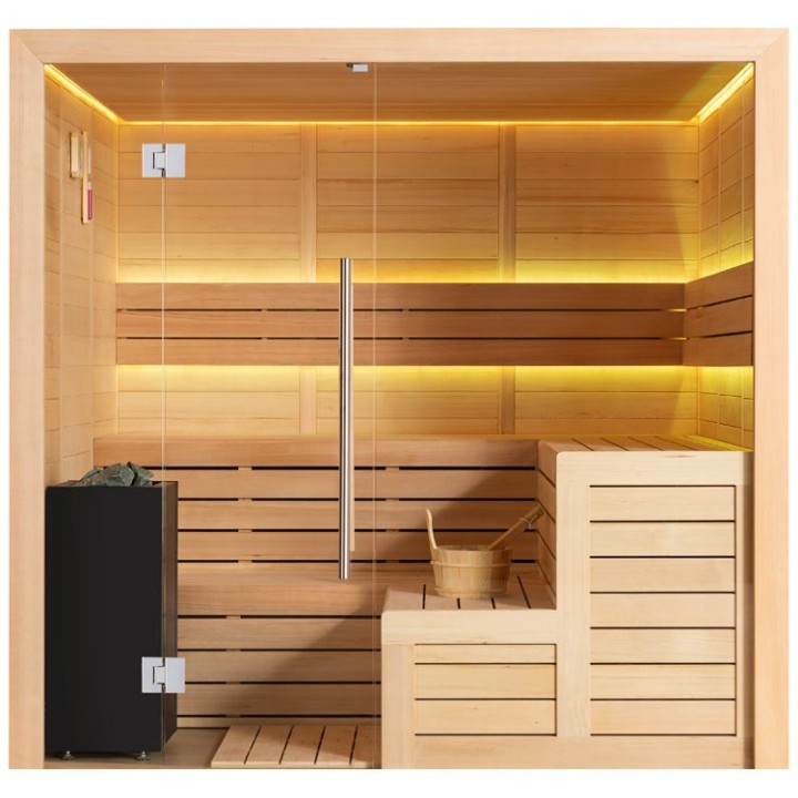 Finská sauna EAGO AWT E1613XL hemlock 240×200 10,8 kW Virta