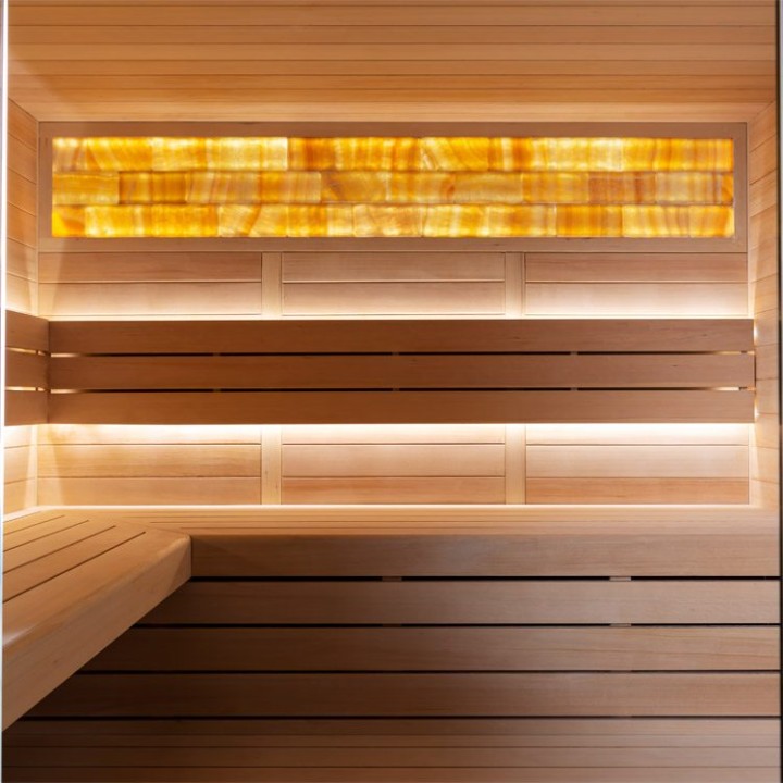 Finská sauna EAGO AWT E1622A hemlock 220×200 9 kW Virta