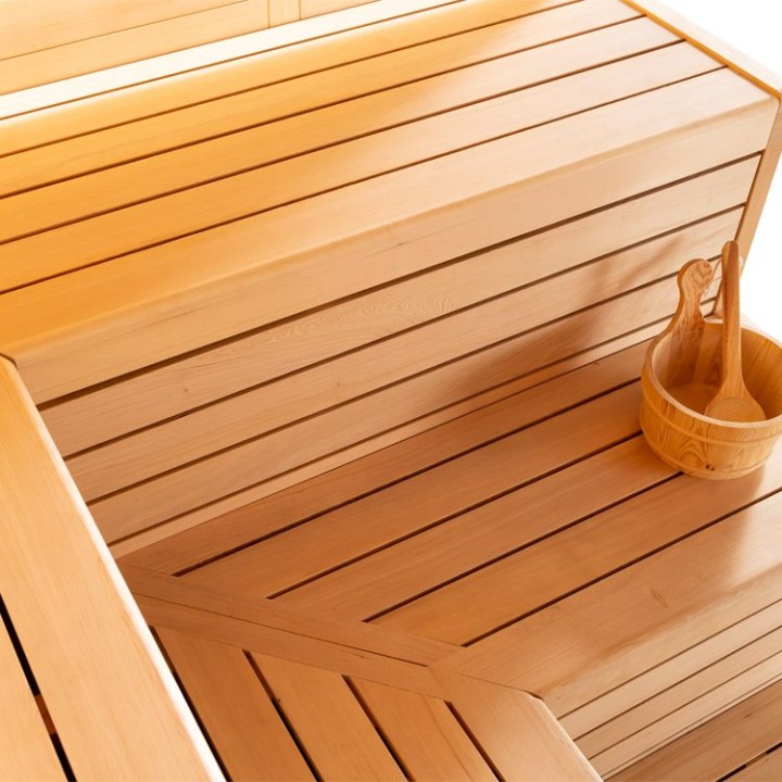 Finská sauna EAGO AWT E1623XL hemlock 240×200 9 kW Cilindro