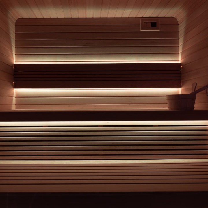 Zahradní sauna EAGO AWT Saunahaus THE CUBE X3 hemlock 225×225 9 kW Cil